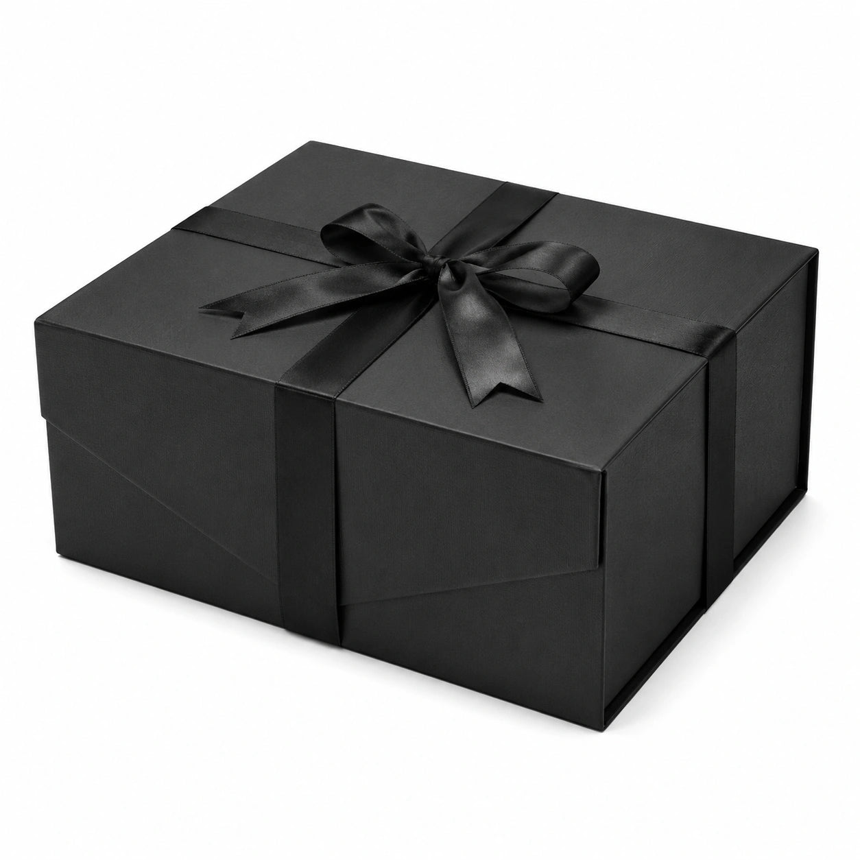 Geschenkbox 25 x 20 x 10 cm aus Karton Schwarz mit Schleifenband