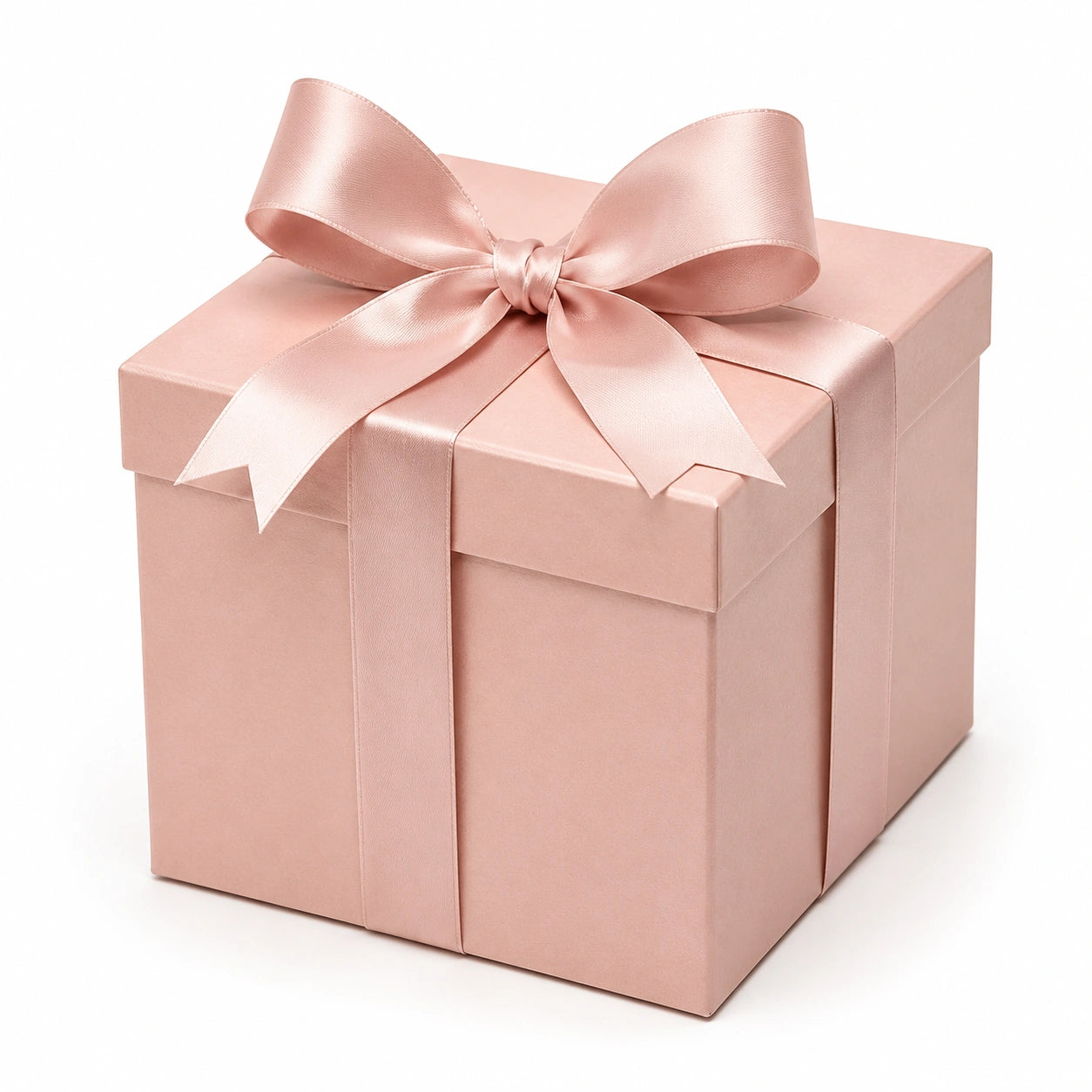 Geschenkbox 15 x 15 x 15 cm aus Karton rosa mit Satinschleife