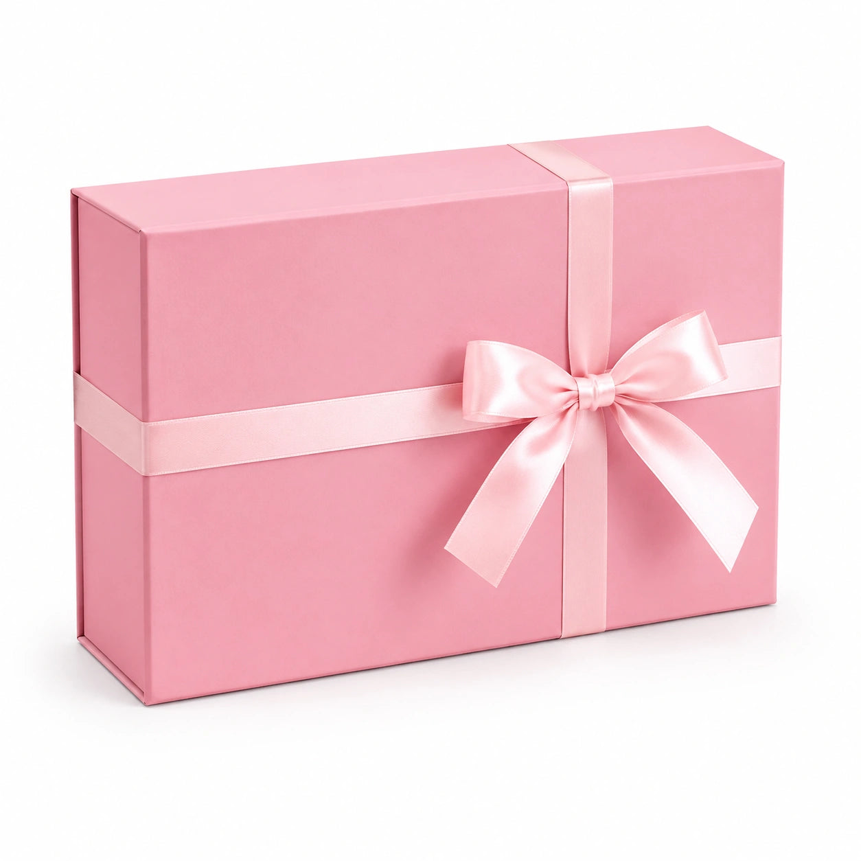 Geschenkbox 30 cm x 20 cm x 12 cm aus Karton Rosa mit Textilschleife - rechteckige Geschenkverpackung