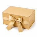 Geschenkbox 30 x 20 x 12 cm aus Karton gold mit Satinband dekorative Aufbewahrungsbox