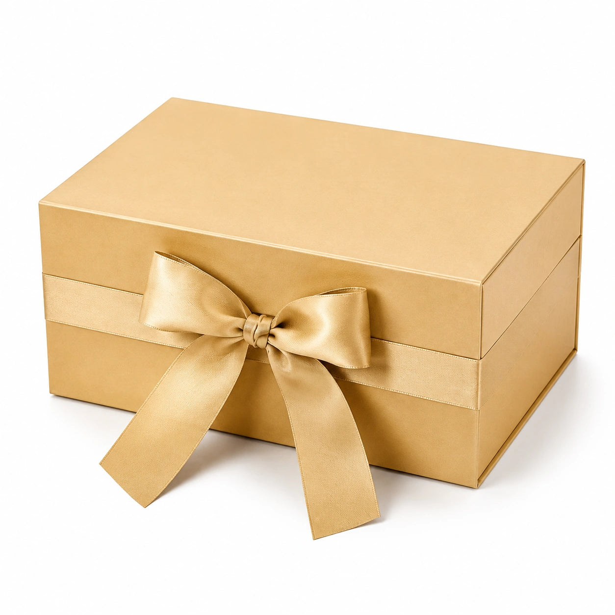 Geschenkbox 30 x 20 x 12 cm aus Karton gold mit Satinband dekorative Aufbewahrungsbox