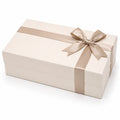 Geschenkbox 30 x 20 x 10 cm Karton Creme Beige mit Satinschleife