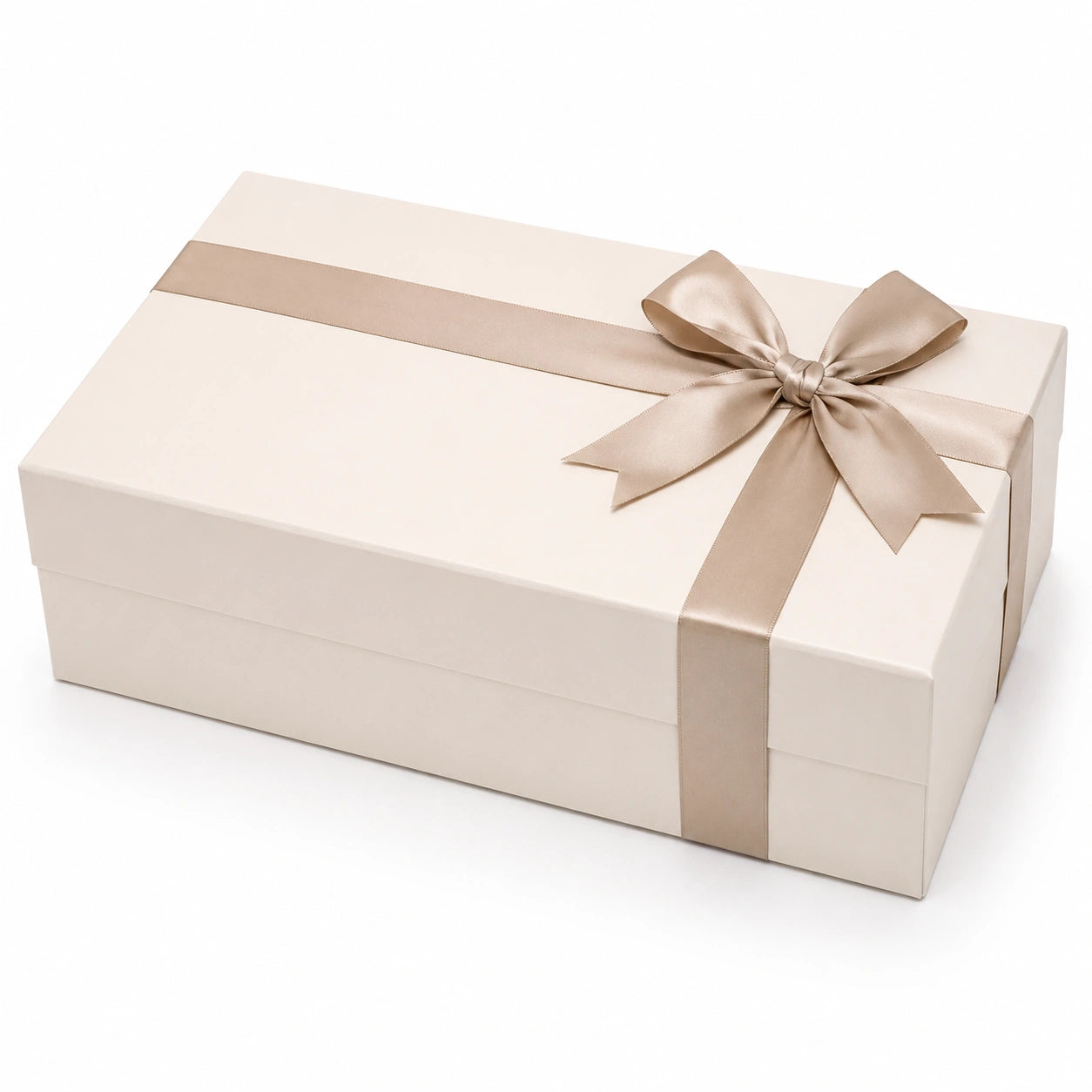 Geschenkbox 30 x 20 x 10 cm Karton Creme Beige mit Satinschleife