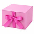Geschenkbox 20 x 20 x 12 cm aus Karton in Rosa mit Schleifenband