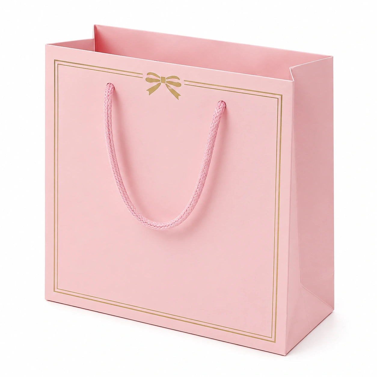 Geschenktüte 30 x 12 x 25 cm aus Papier Rosa mit Kordelgriffen Schleifenmotiv