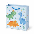 Geschenktüte 26 x 12 x 32 cm aus Papier Hellblau mit Dinosauriermotiv und Kordelgriff