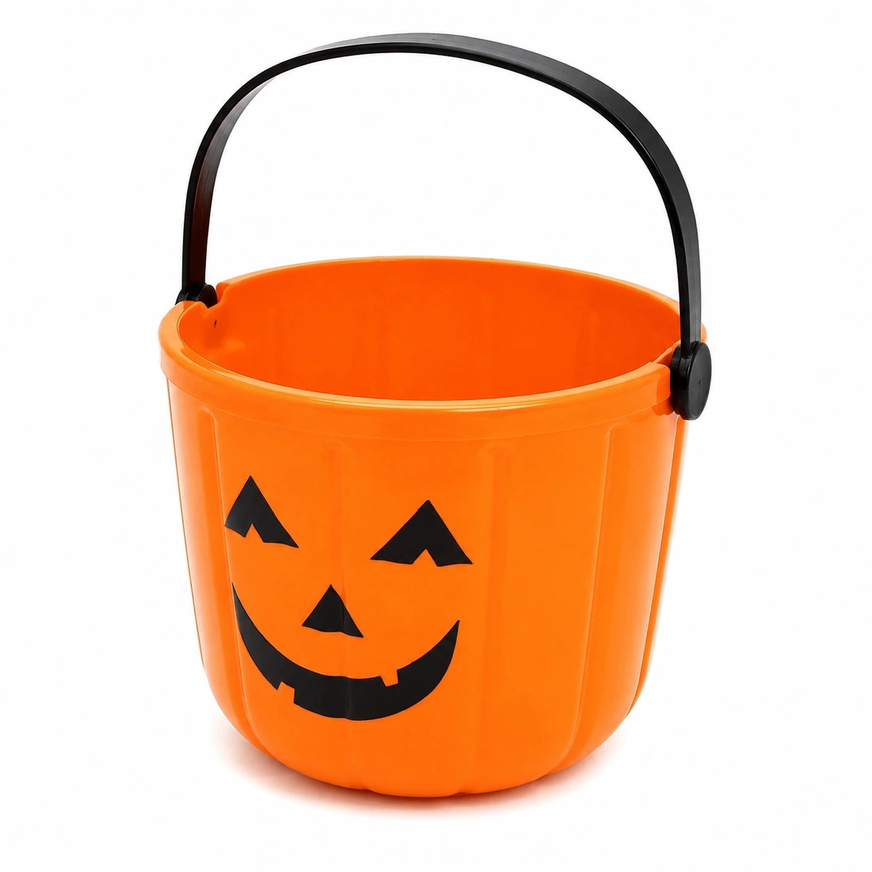 Kunststoff Eimer 25 cm Orange Schwarz mit Kürbisgesicht für Süßigkeiten und Dekoration