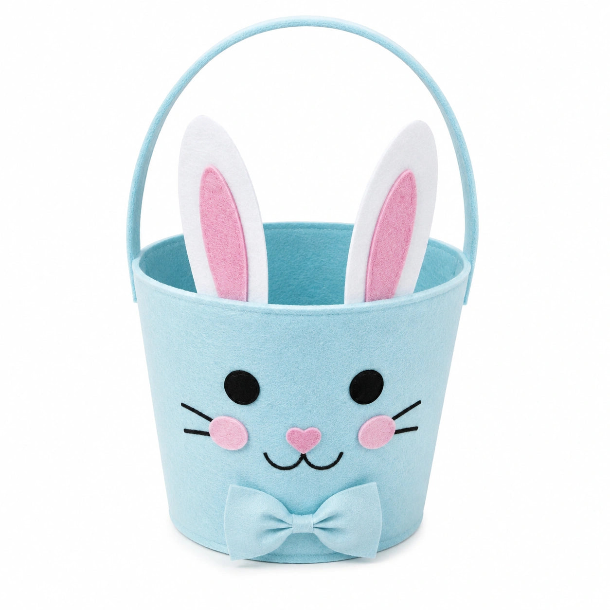 Osterkorb 22 cm Filz Hellblau mit Hasenmotiv und Tragegriff