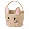 Aufbewahrungskorb 30 x 24 cm aus Baumwolle Beige Rosa mit Tragehenkel im Hasendesign