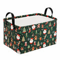 Aufbewahrungskorb 40 x 30 x 25 cm aus Textil Grün mit Weihnachtsmotiv faltbar