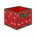 Weihnachts-Aufbewahrungsbox 30 x 30 x 30 cm Textil Rot Grün faltbar