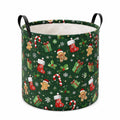 Aufbewahrungskorb Ø40 cm Polyester Grün Weihnachtsmotiv faltbar