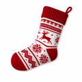 Weihnachtsstrumpf 45 cm aus Textilstrick Rot Weiß mit Rentiermotiv zum Aufhängen