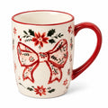 Keramiktasse 9 cm Creme Rot mit Schleifenmotiv für Heißgetränke