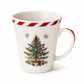 Trinkbecher 0.40 L aus Porzellan Weiß Rot Grün mit Weihnachtsbaum Motiv