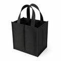 Flaschentragetasche 30 cm x 20 cm x 30 cm aus schwarzem Vliesstoff mit 6 Fächern