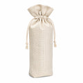 Flaschenbeutel 15 x 15 x 35 cm aus Jutegewebe in Beige mit Kordelzug